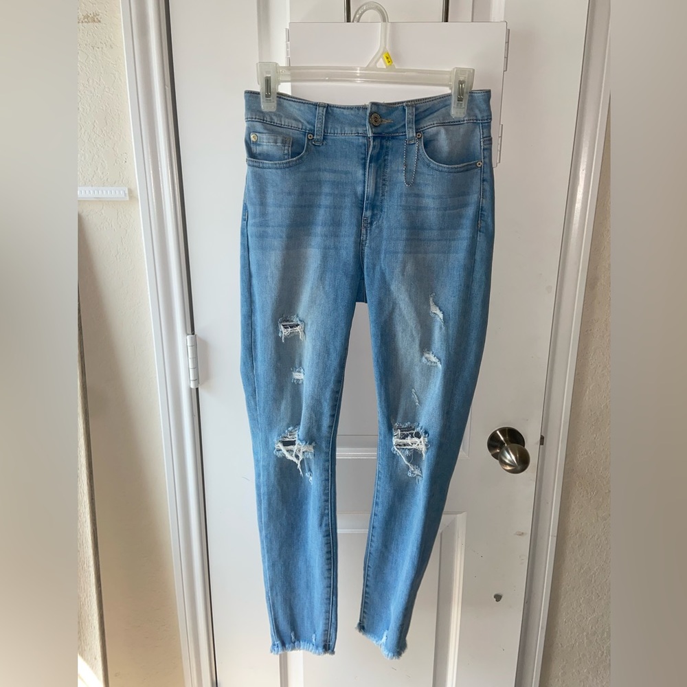 Light Blue, EnJean, Denim jeans #denim #ripped-jeans. Size Us(5)
